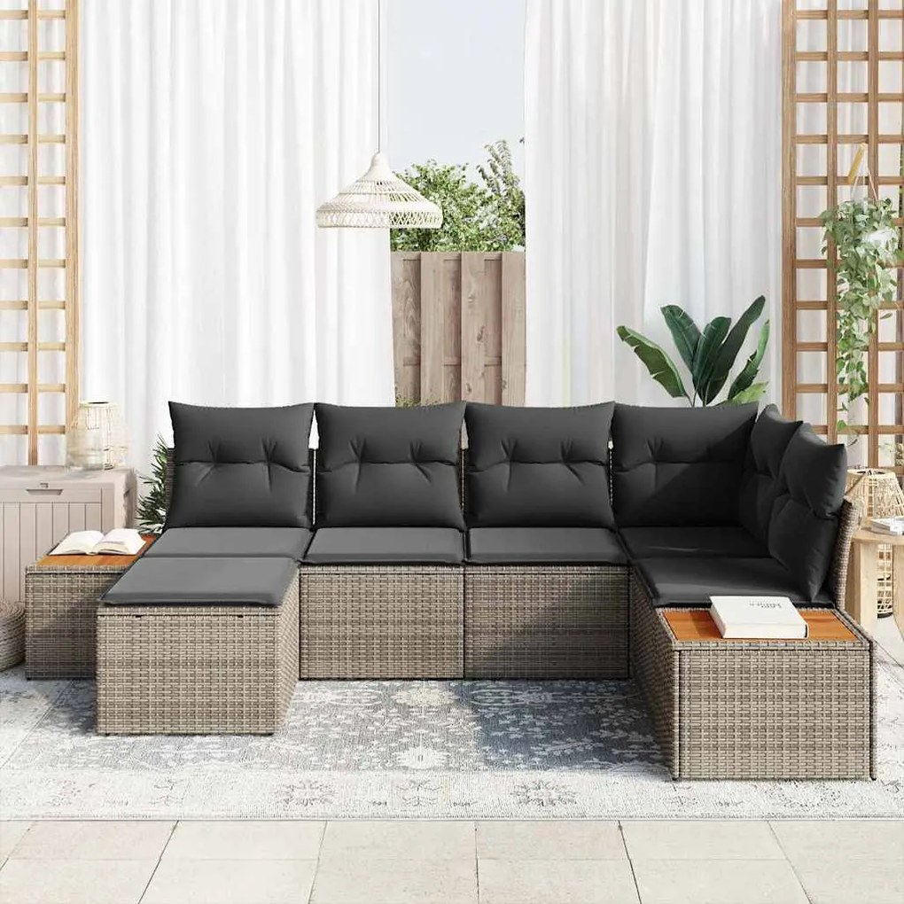 vidaXL Σετ Καναπέ Κήπου 6 pcs Γκρι 264 x 154 x 85 εκ. Πολυ ράταν