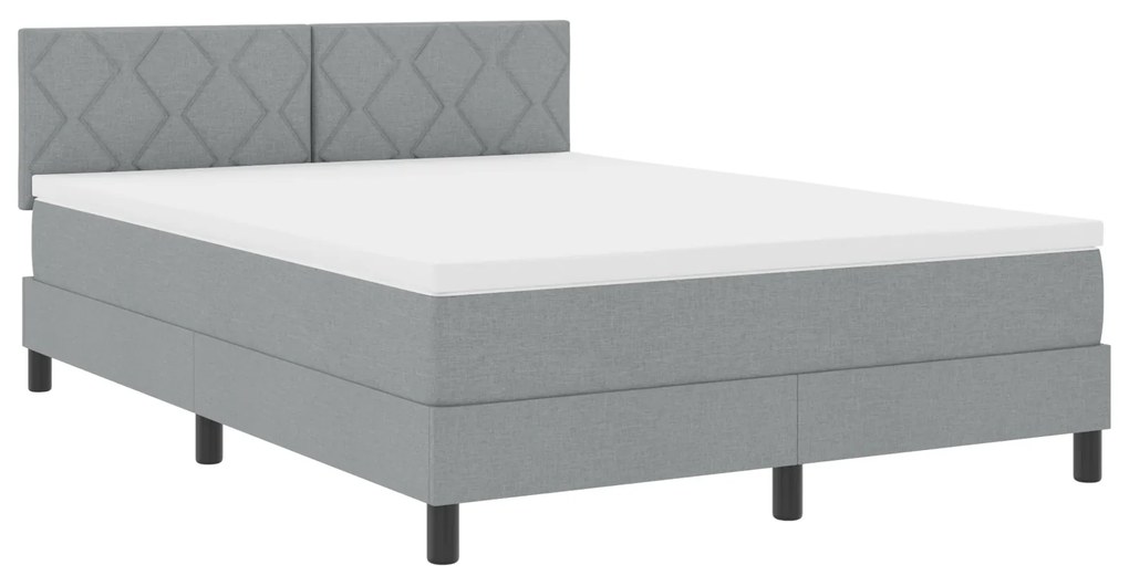 vidaXL Κρεβάτι Box Spring με Στρώμα Ανοιχτό Γκρι 140x200 εκ Ύφασμα
