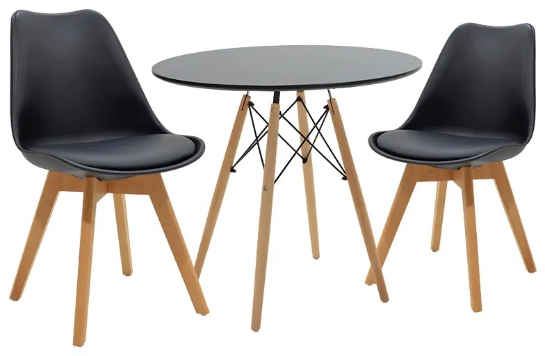 Intrahome Τραπεζαρία EVERESTA-Gaston Intrahome σετ 3τεμ σε απόχρωση φυσικό και μαύρο Φ80x73εκ | SKU: INTRAPA-311111793