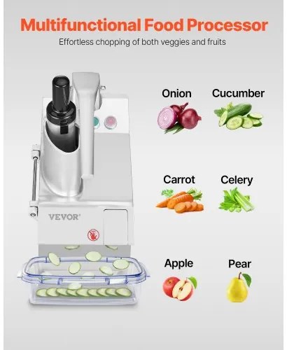 VEVOR Food Processor &amp; Vegetable Chopper w/ 6 Blades Food-Grade Stainless Steel