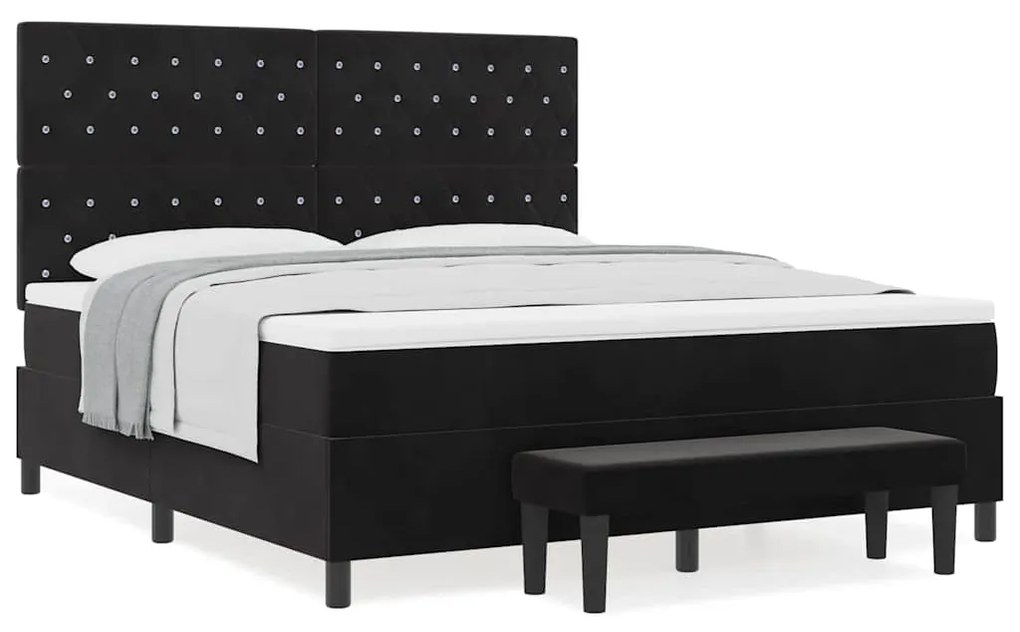 vidaXL Κρεβάτι με ελατήρια με στρώμα Μαύρο 180 x 200 cm Βελούδο