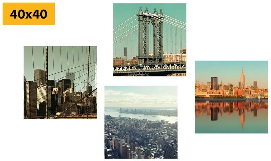 Σετ εικόνων Θέα στην πόλη της Νέας Υόρκης - 4x 40x40