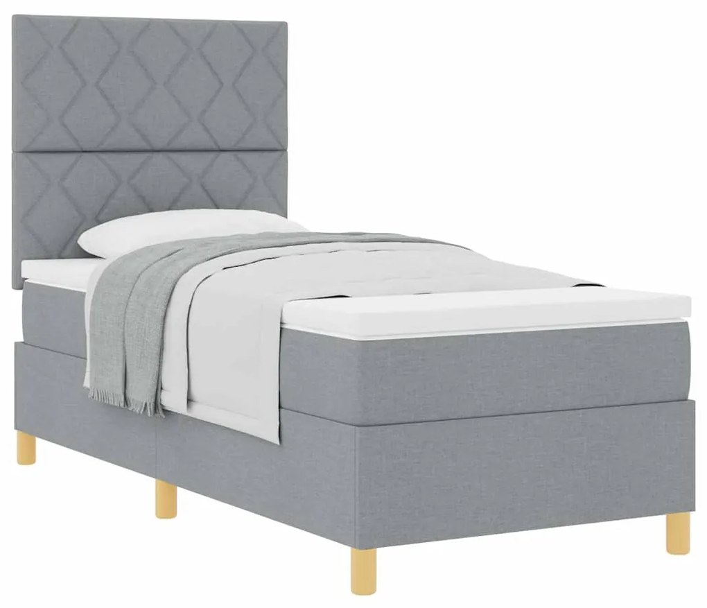 vidaXL Κρεβάτι με ελατήρια Ανοιχτό γκρι 100 x 200 cm ύφασμα