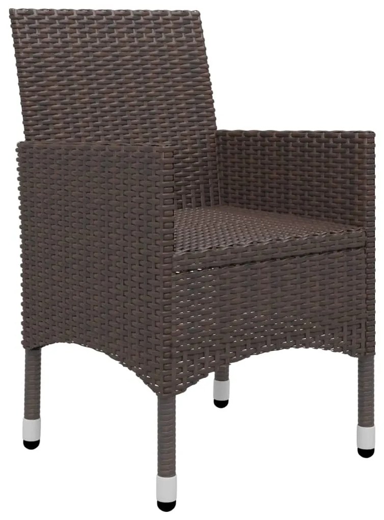 vidaXL Σετ Τραπεζαρίας Κήπου 3 τεμ. Καφέ από Συνθετικό Ρατάν / Γυαλί