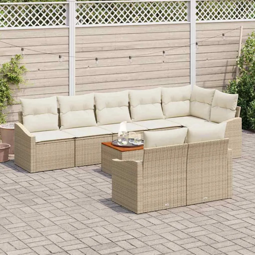 vidaXL Σετ Καναπέ Κήπου 9 pcs Beige, λευκό