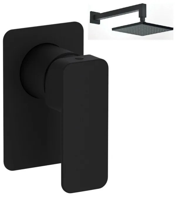 Eurorama Quadra Black Matt Ανακλινόμενη κεφαλή 30x30εκ.+Μίκτης Εντοιχισμού 1 Εξόδου