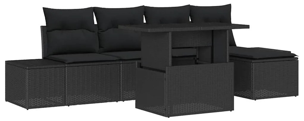 vidaXL Σετ Καναπέ Κήπου με μαξιλάρι 6 pcs Μαύρο