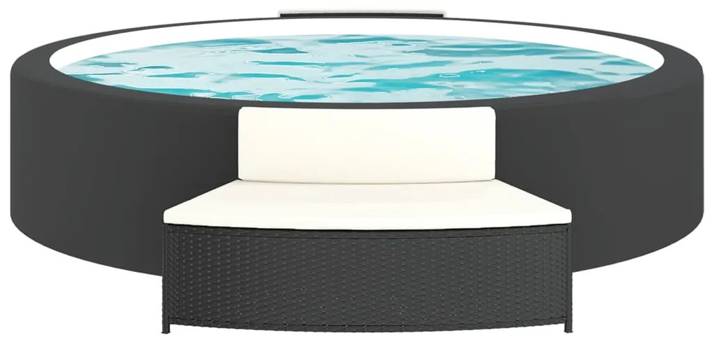 vidaXL Πάγκοι Σπα 2 τεμ. Μαύροι από Συνθετικό Ρατάν με Μαξιλάρια