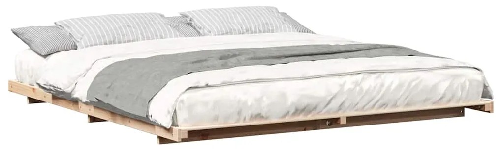 vidaXL Κρεβάτι δαπέδου Καφέ 180 x 210 cm Μασίφ ξύλο πεύκου
