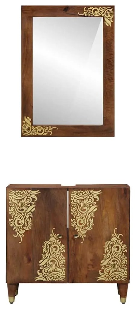 vidaXL Σετ Επίπλων Μπάνιου Επιτοίχιο 2 pcs Καφέ 62 x 33 x 58 εκ.