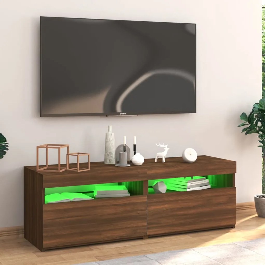 Έπιπλο Τηλεόρασης με LED Καφέ Δρυς 120x35x40 εκ. 815674
