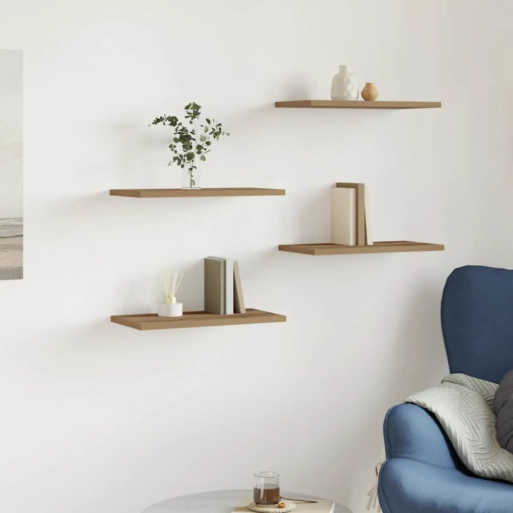 vidaXL Ράφια Τοίχου 4 τεμ. Artisan Δρυς 40x20x1,5εκ. από Επεξεργ. Ξύλο
