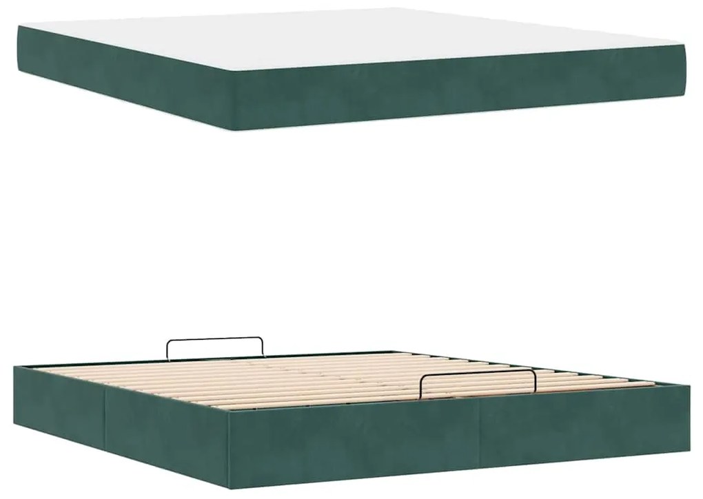 vidaXL Σκελετός Κρεβατιού Σκούρο πράσινο 180 x 200 cm Βελούδο
