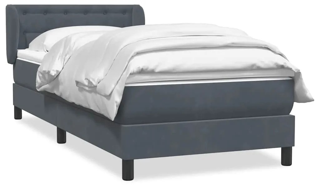 vidaXL Box Spring Κρεβάτι με στρώμα Σκούρο γκρι 80x210 εκ. Βελούδινο