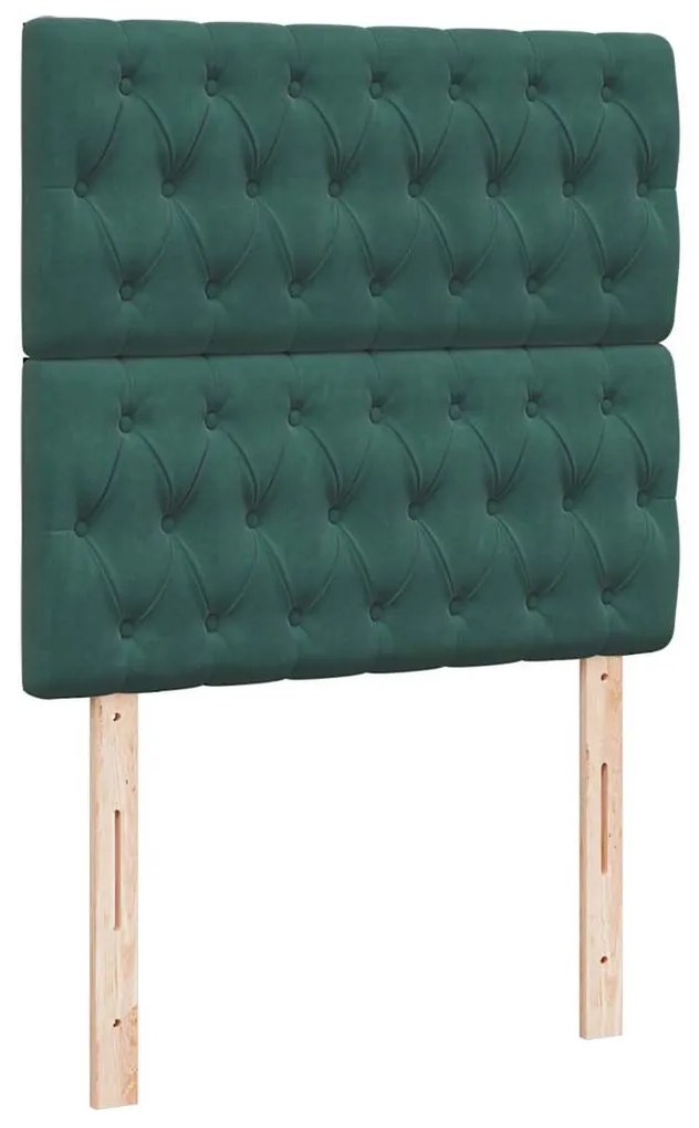 vidaXL Κρεβάτι Boxspring με Στρώμα Σκούρο Πράσινο 80x200 εκ. Βελούδινο