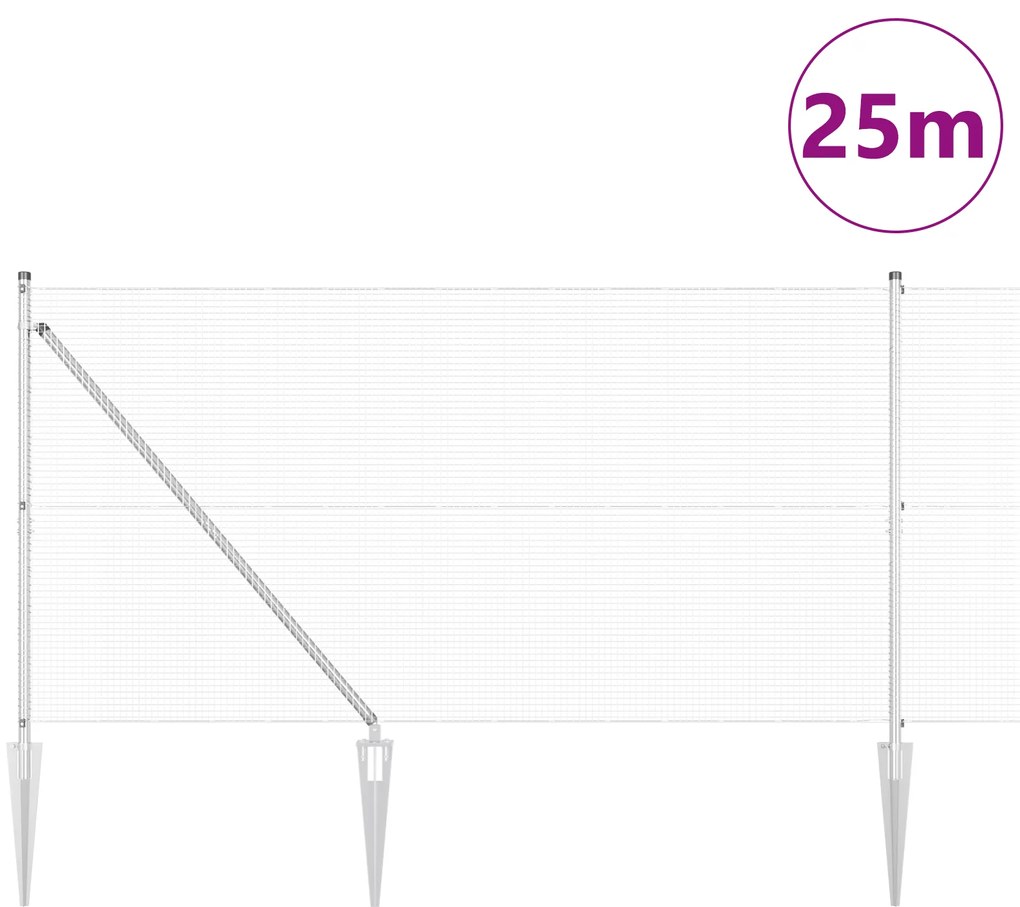 vidaXL Συρμάτινη Περίφραξη με 13 Στελέχη 1.2x25 m Γαλβανισμένο Ατσάλι