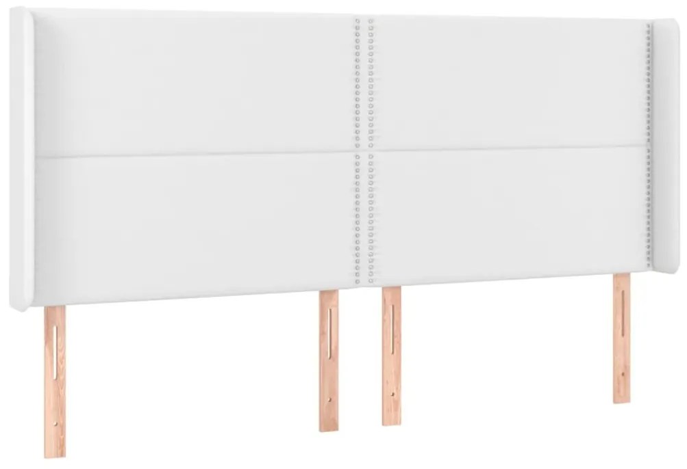 Κεφαλάρι Κρεβατιού LED Λευκό 163x16x118/128 εκ. Συνθετ. Δέρμα - Λευκό