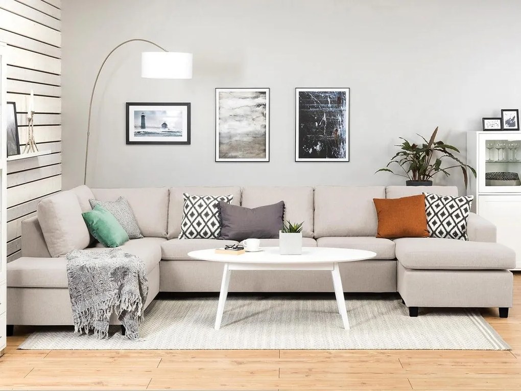 Γωνιακός Καναπές Scandinavian Choice C161, Ανοιχτό καφέ, 344x199x80cm