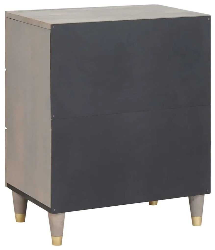vidaXL Κομοδίνο με συρτάρι Γκρι 50 x 33 x 62 εκ. Μασίφ ξύλο μάνγκο