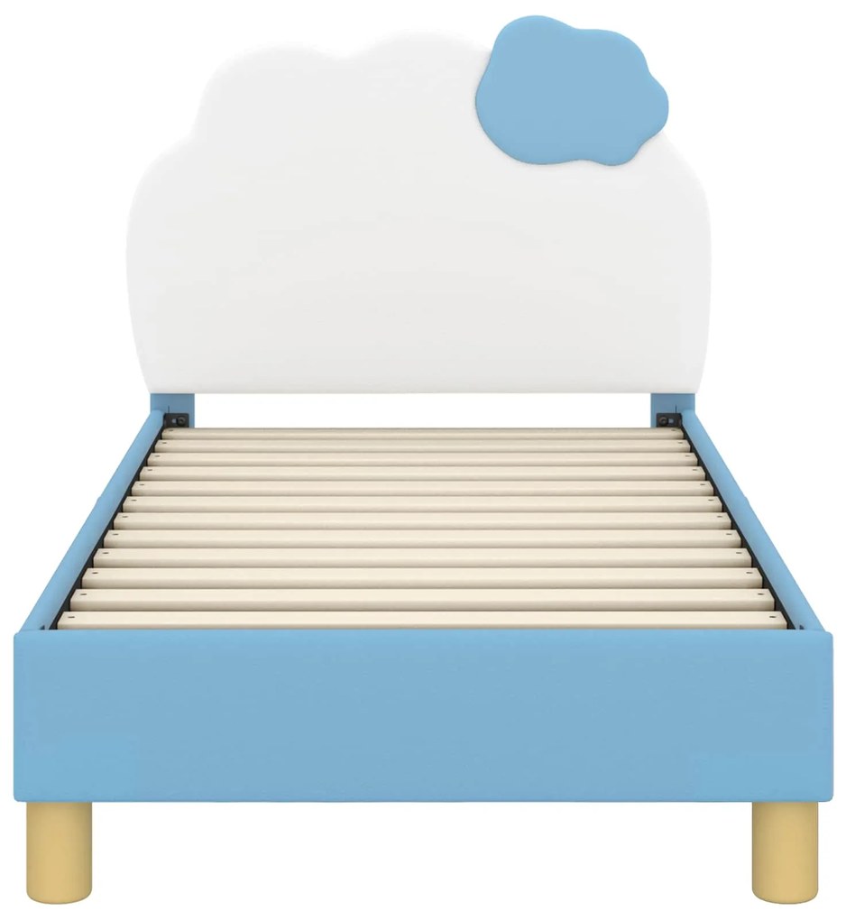 vidaXL Κρεβατική βάση για παιδιά με προσκέφαλο Μπλε 70 x 140 cm PU