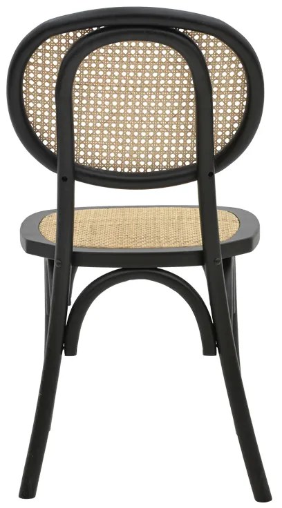 Καρέκλα Zoel pakoworld μαύρο ξύλο οξιάς-φυσικό rattan 45x52x82εκ