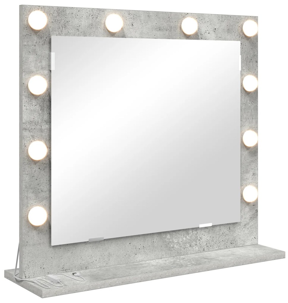 vidaXL Καθρέφτης Vanity με LED Φώτα Γκρι Σκυρόδεμα 60x55x18 εκ.