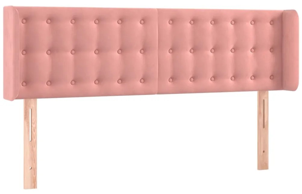 vidaXL Κεφαλάρι Κρεβατιού LED Ροζ 147x16x78/88 εκ. Βελούδινο