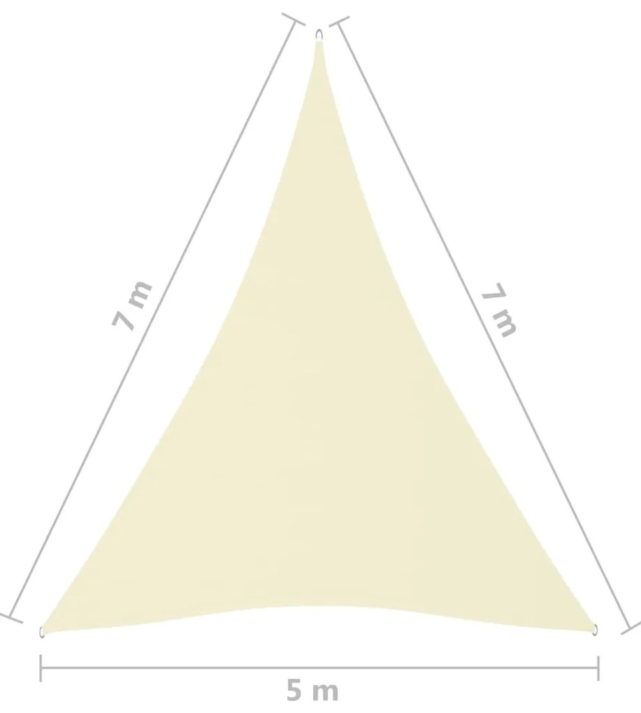 Πανί Σκίασης Τρίγωνο Κρεμ 5 x 7 x 7 μ. από Ύφασμα Oxford - Κρεμ
