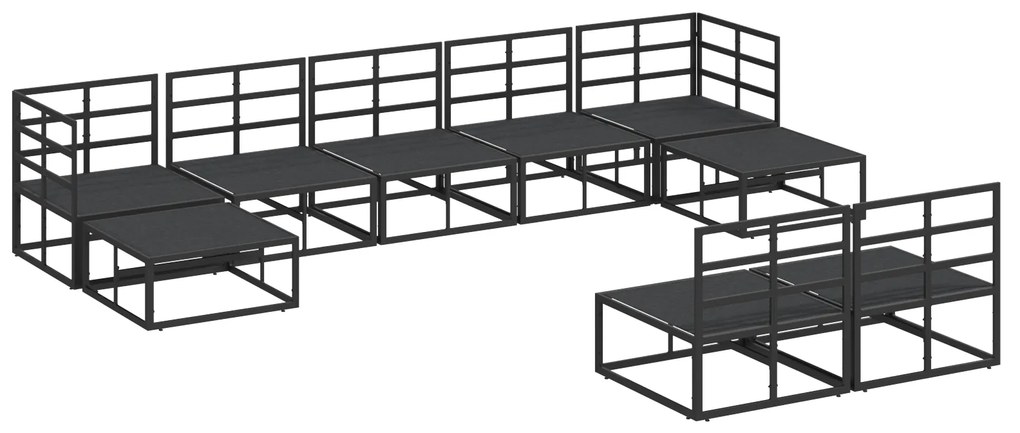 vidaXL Σετ Καναπέ Κήπου 9 pcs Μαύρο 353 x 141.5 x 71 εκ. Αλουμίνιο