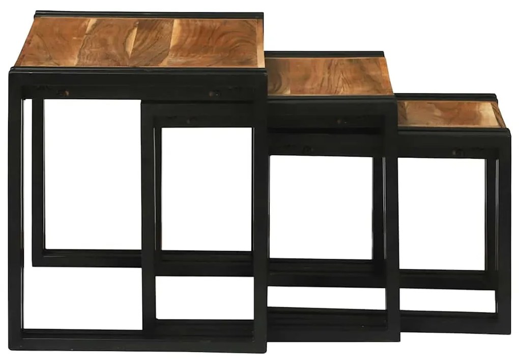 vidaXL Τραπέζι Σαλονιού με Στηρίγματα 3 pcs Καφέ και Μαύρο