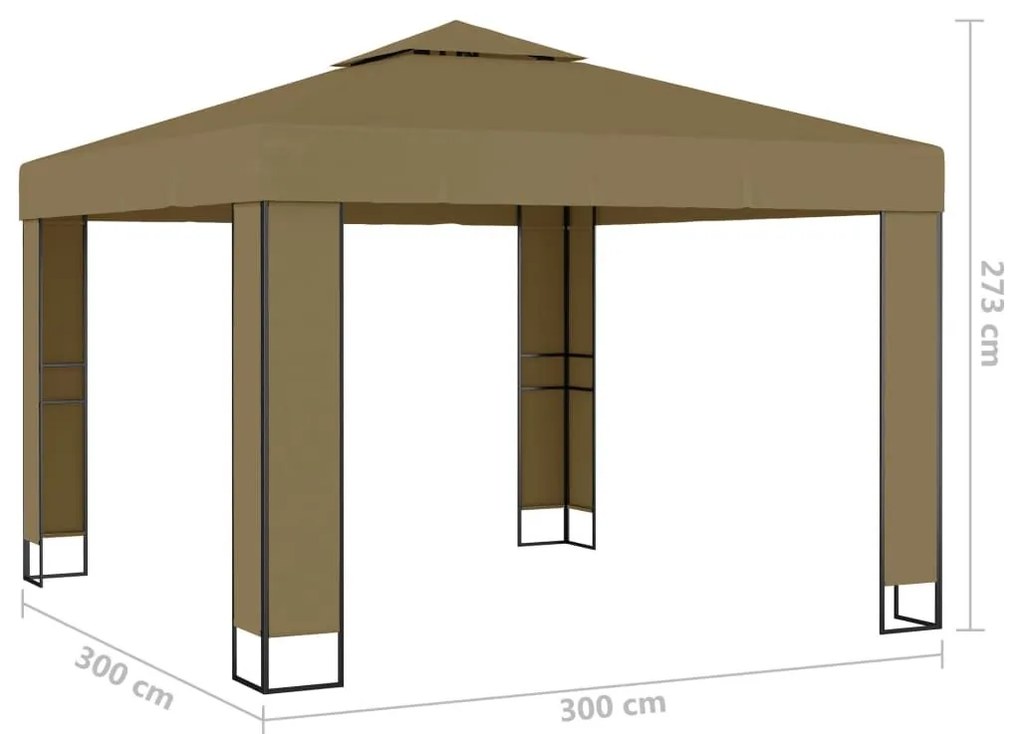 Κιόσκι με Διπλή Οροφή Taupe 3 x 3 x 2,7 μ. 180 γρ/μ² - Μπεζ-Γκρι