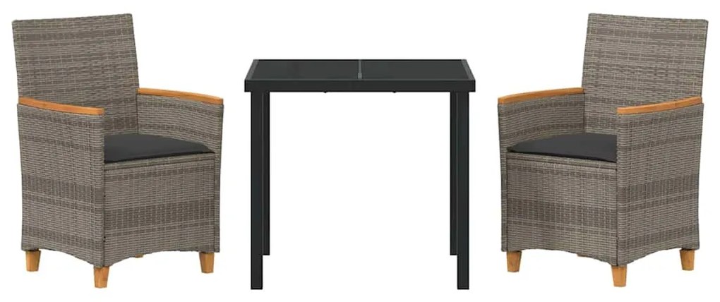 vidaXL Σέτ φαγητού για κήπο 3 pcs Γκρι συνθετικό ρατάν