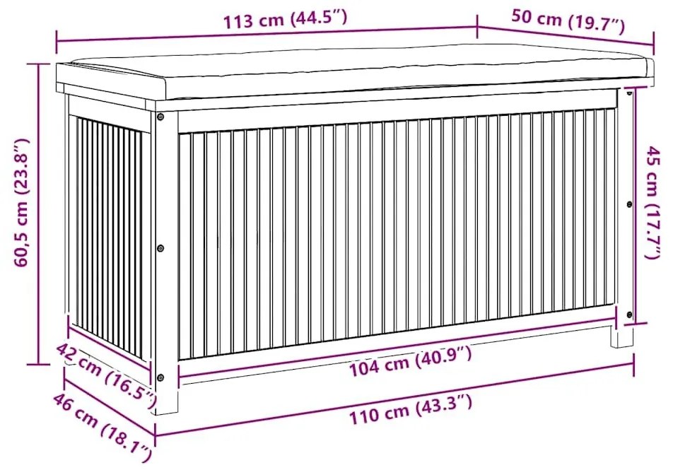 Κουτί Μαξιλαριών Εξ. Χώρου 113x50x60,5 εκ. Μασίφ Ξύλο Ελάτης - Καφέ