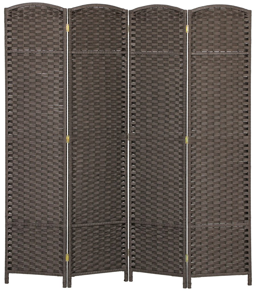 HOMCOM Διαχωριστικό χώρου 4 τεμαχίων, Πτυσσόμενο παραβάν, Τοίχος ιδιωτικότητας για σαλόνι, υπνοδωμάτιο, οικιακό γραφείο, Καφέ