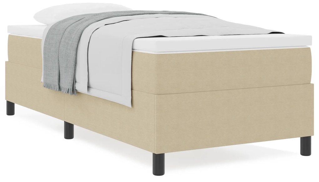 vidaXL Κρεβάτι Box Spring με Στρώμα σε Ανοιχτό Πράσινο και Γκρι, 90 x 200 εκ., Μαλακό Βαμβακερό Ύφασμα