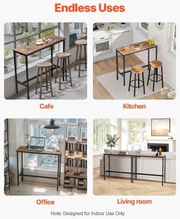 VEVOR Bar Table Height Pub Table Cocktail Counter Kitchen Dining 39x16x35.5 in
