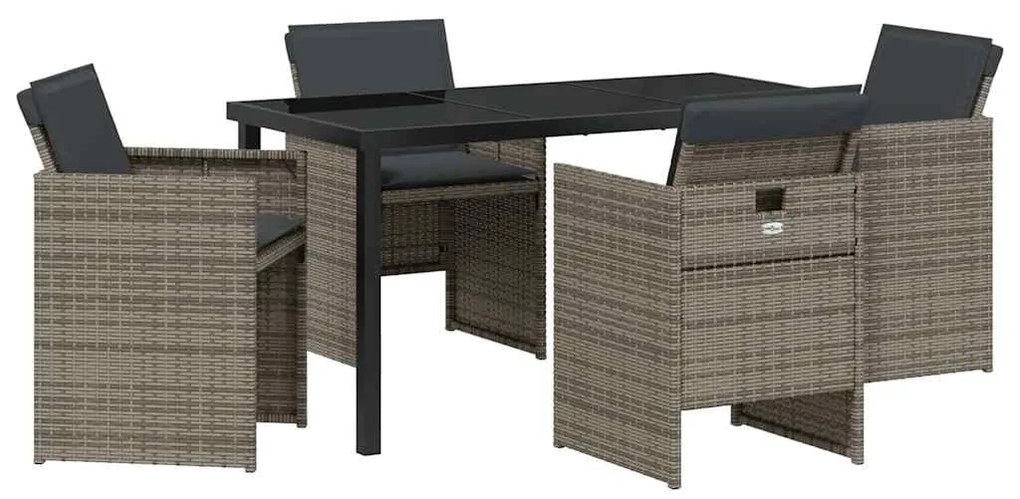 vidaXL Σέτ φαγητού για κήπο 5 pcs Γκρι συνθετικό ρατάν
