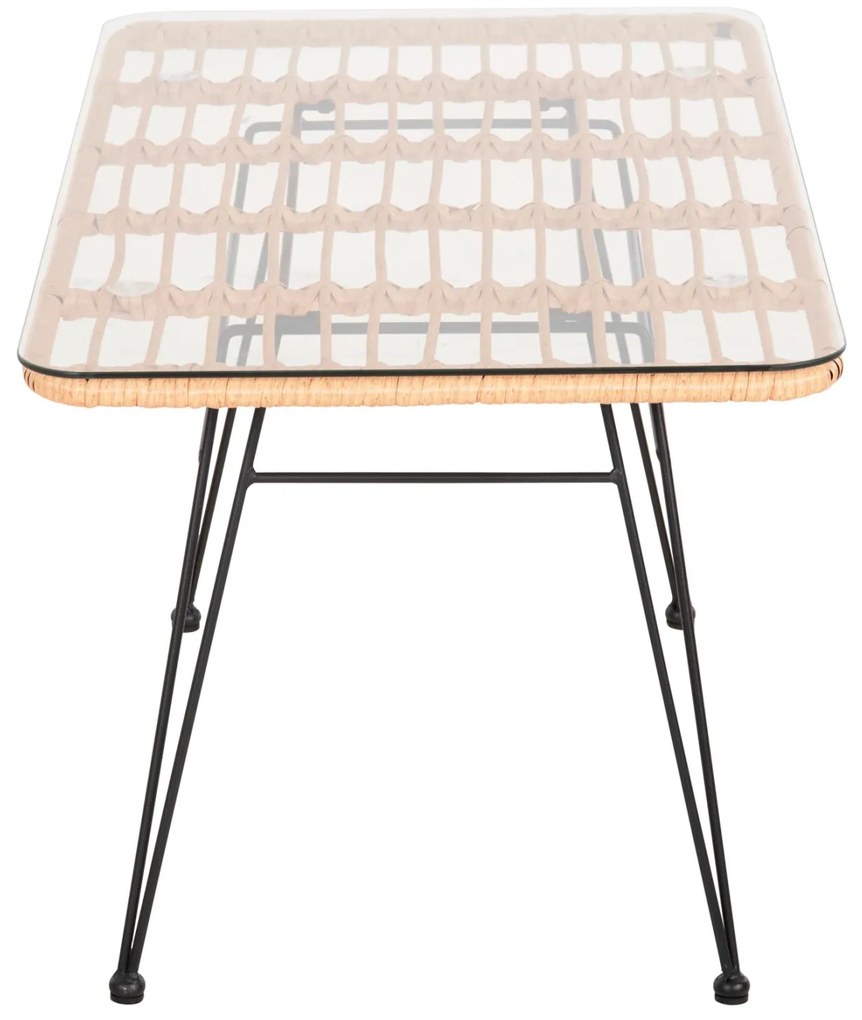 ΤΡΑΠΕΖΙ ΕΞ.ΧΩΡΟΥ ΧΑΜΗΛΟ ALLEGRA ΜΑΥΡΟ ΜΕΤΑΛΛΟ-ΜΠΕΖ WICKER 95X55X51.5Yεκ.