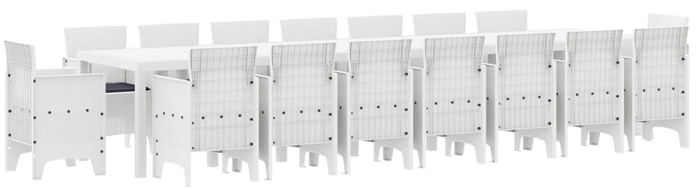 vidaXL Σετ Τραπεζαρίας Κήπου 17 pcs Λευκό 16-άτομα Ψάθα / Μέταλλο