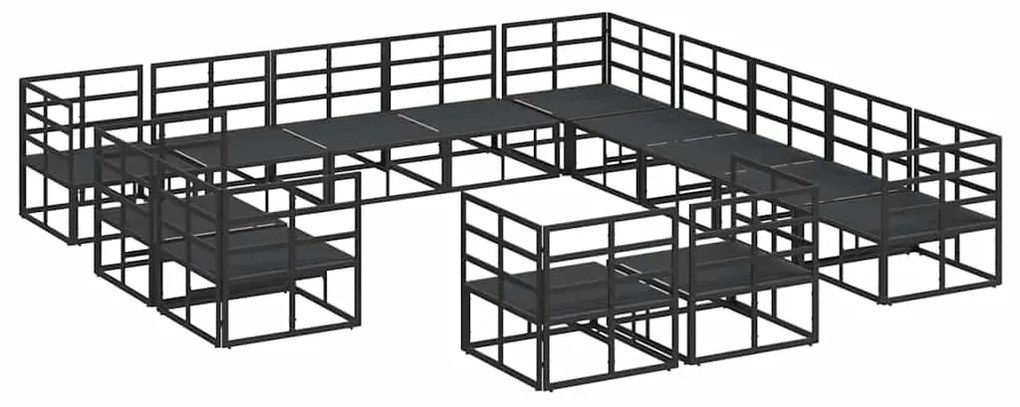 vidaXL Σετ Καναπέ Κήπου με μαξιλάρι 13 pcs Μαύρο Αλουμίνιο