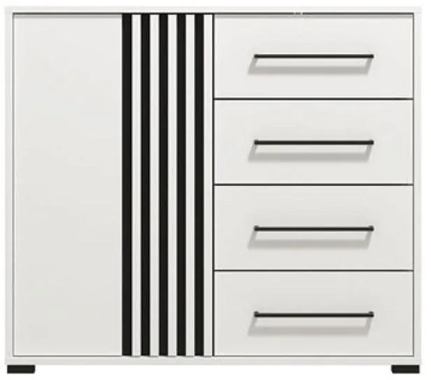 Κομότα Ascalon 90 2K4F Λευκό - Μαύρο - Λευκό Μάτ 93x40x82 εκ. 93x40x82 εκ.