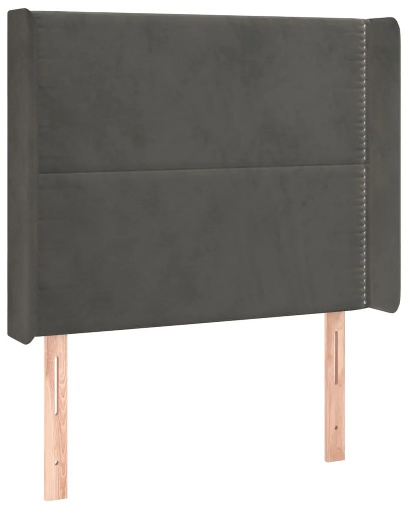 Κεφαλάρι με Πτερύγια Σκούρο Γκρι 83x16x118/128εκ.Βελούδινο 3119471