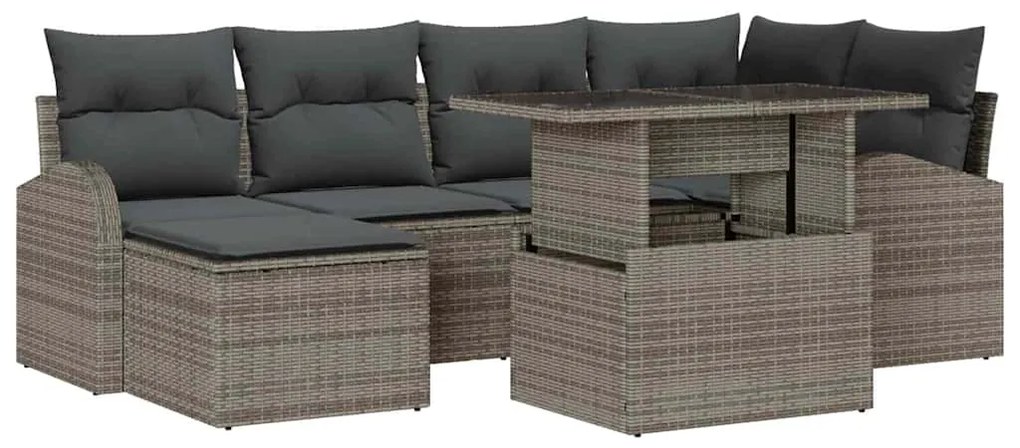 vidaXL Σετ Καναπέ Κήπου με μαξιλάρι 7 pcs Γκρι
