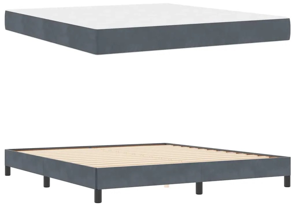 vidaXL Κρεβάτι box spring με στρώμα Σκούρο Γκρι 180 x 200 cm Βελούδο