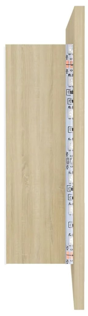 Ντουλάπι Μπάνιου με Καθρέφτη &amp; LED Sonoma Δρυς Ακρυλικός 804975