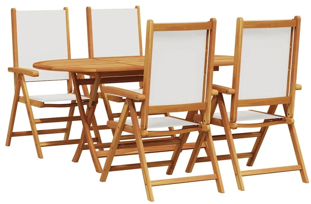 vidaXL Σέτ φαγητού για κήπο 5 pcs Κρεμ λευκό Μασίφ ξύλο ακακίας