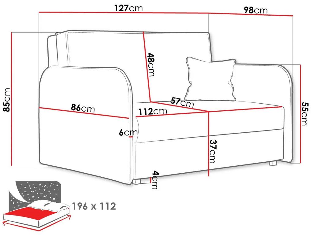 Καναπές κρεβάτι Columbus 124, Αριθμός θέσεων: 2, Αποθηκευτικός χώρος, 85x127x98cm, 56 kg, Πόδια: Μέταλλο, Έπιπλα ήδη συναρμολογημένα, Ξύλο: Πεύκο