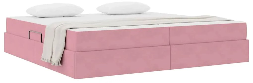 vidaXL Κρεβάτι με αποθηκευτικό χώρο και στρώμα Ροζ 200 x 200 cm