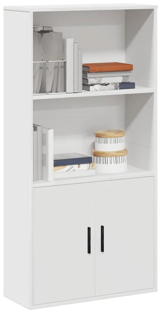 Βιβλιοθήκη Λευκή 60x24x120 εκ. από Επεξεργασμένο Ξύλο