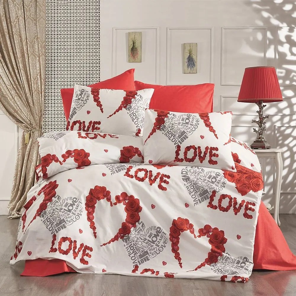 Πάπλωμα Πάθος 303 White-Red DimCol Μονό Cotton-Polyester